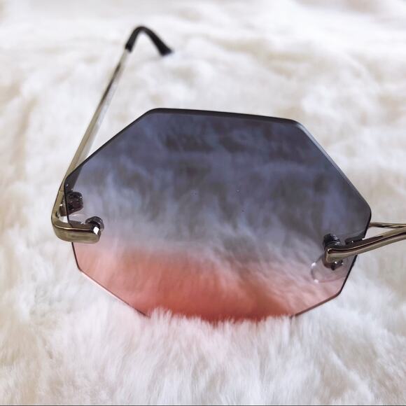 Alaiya Blue & Pink Octogonal Ombre Sunglasses - Picture 6 of 9